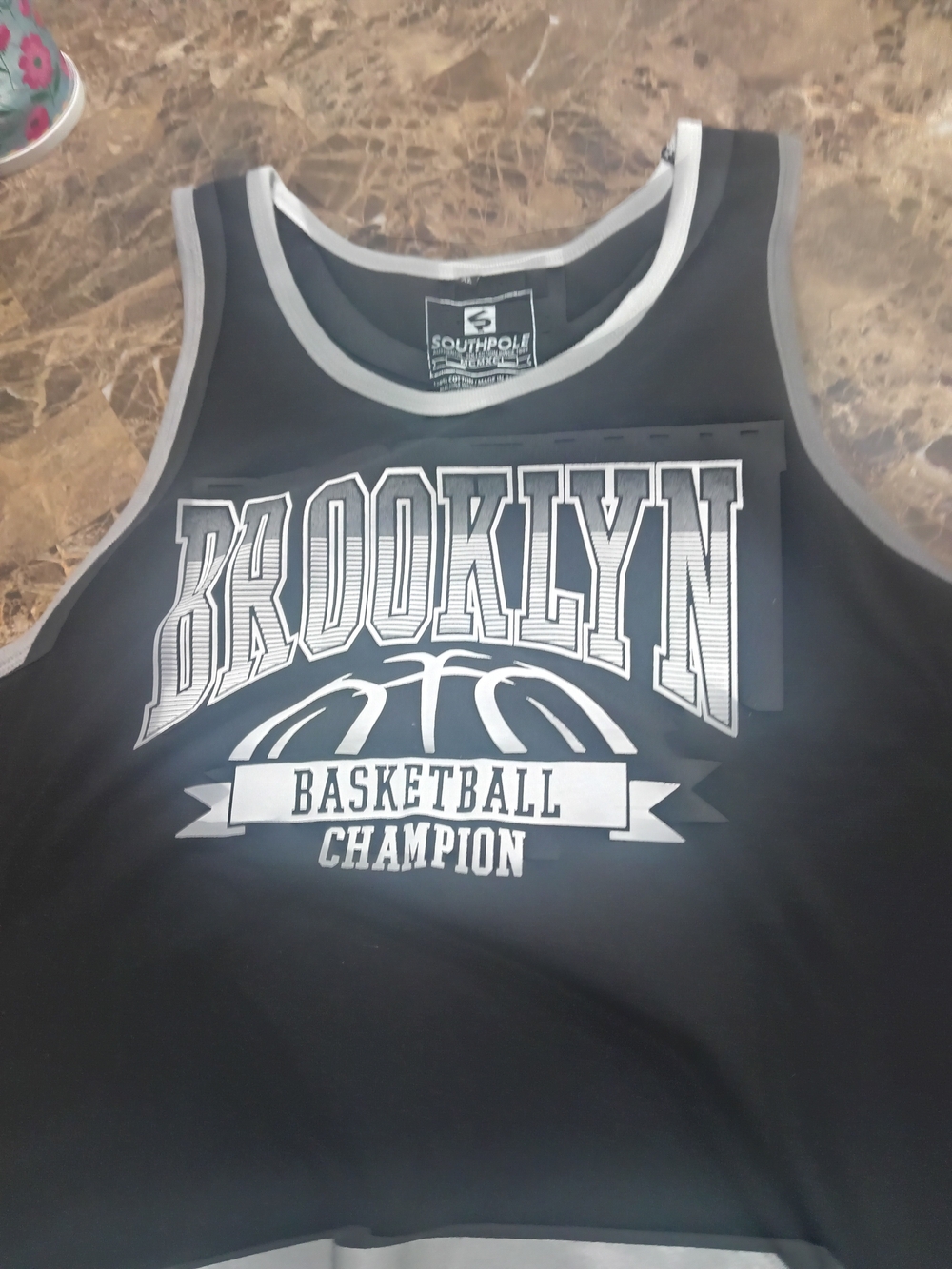 South Pole Black and Gray 'Brooklyn Basketball Champion' Tank Top